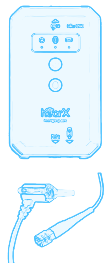 Blueprint illustration of the hearOAE handheld device